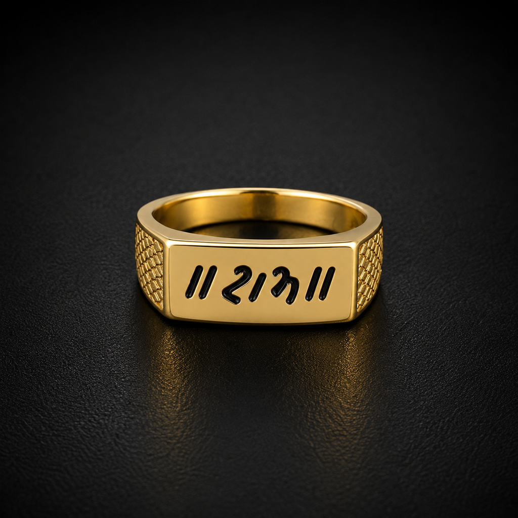 Men’s Black Om Symbol Gold-Tone Ring GMR -31