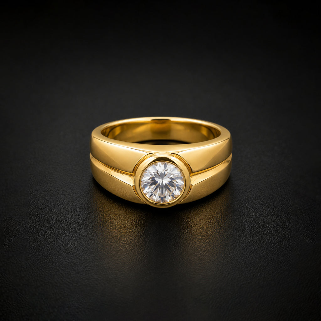 Men’s Gold-Tone Clear Stone Ring GMR -16