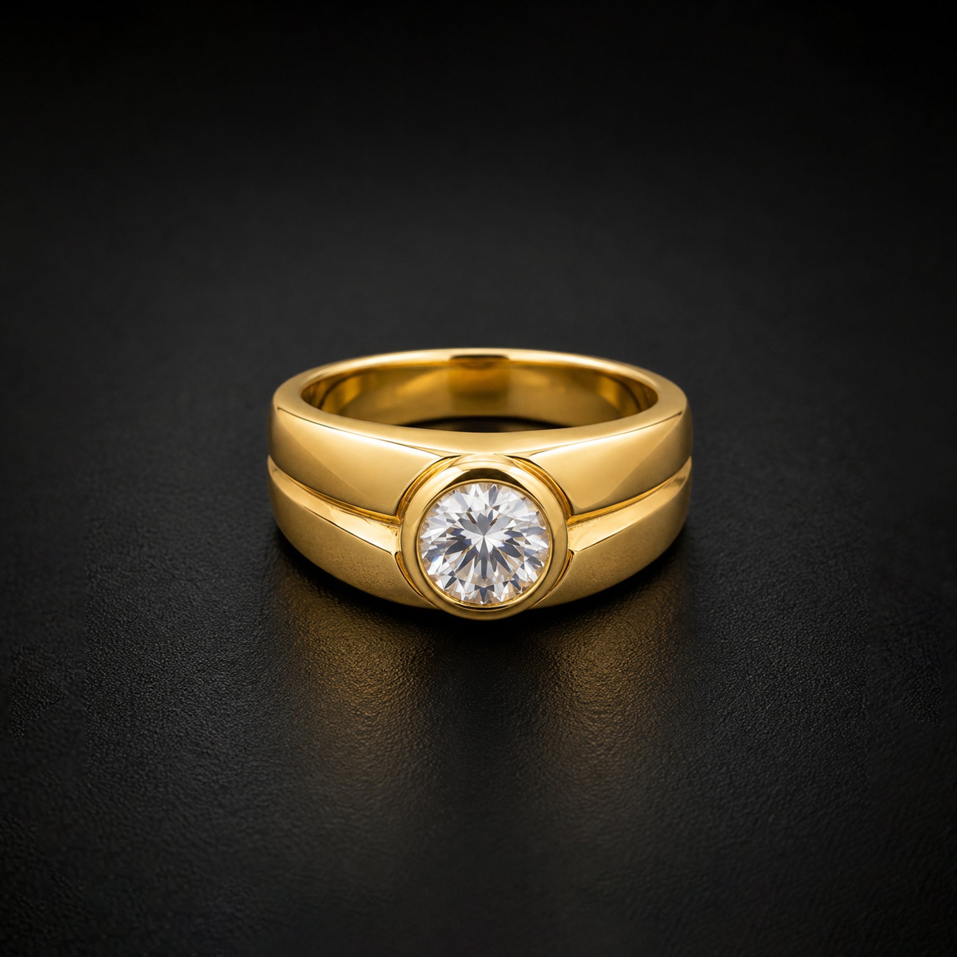 Men’s Gold-Tone Clear Stone Ring GMR -16