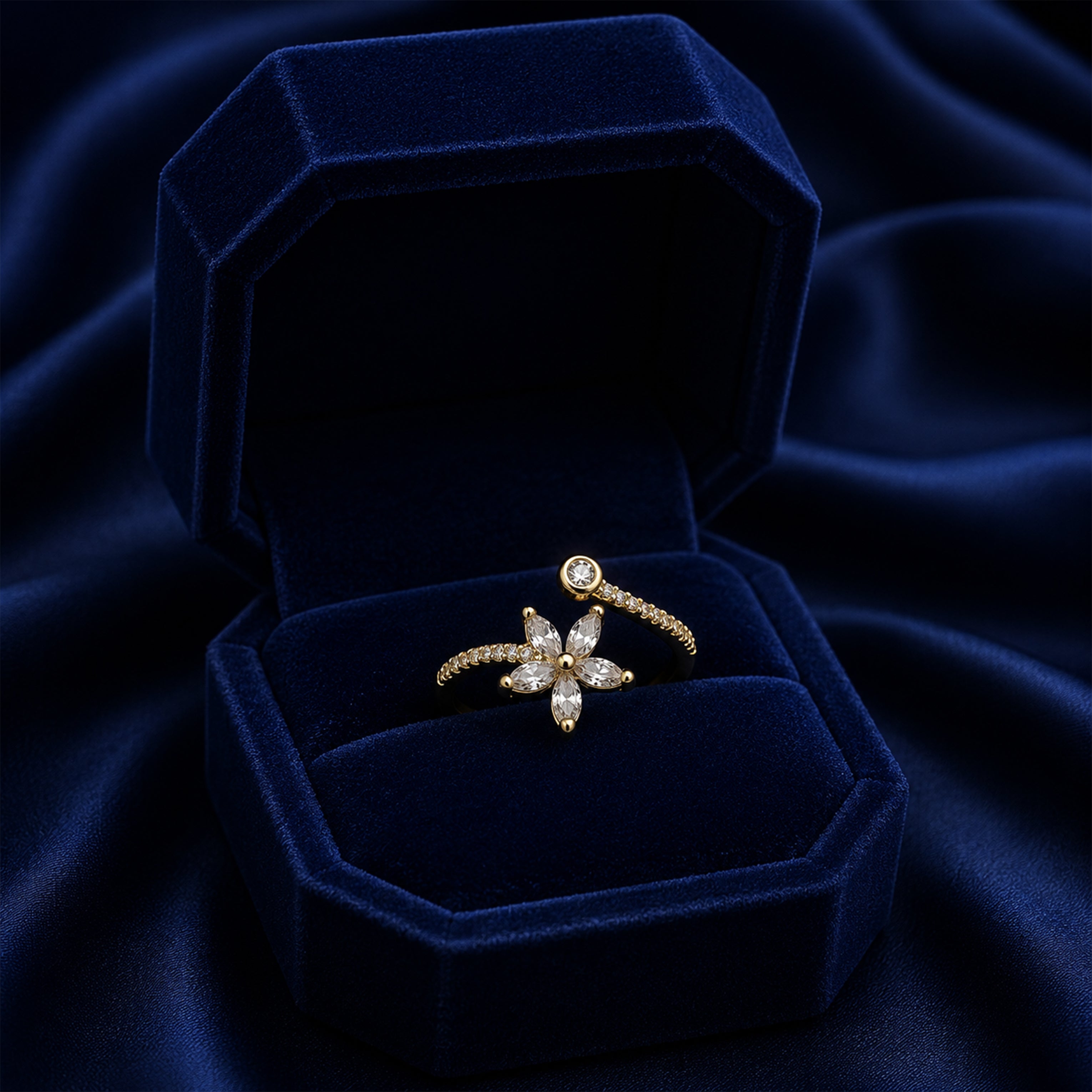 Floral Crystal Gold Ring GWR -64