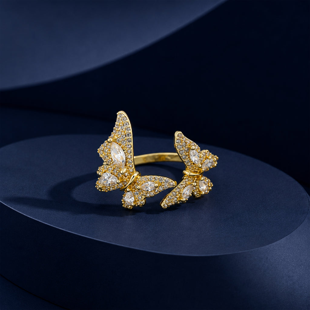 Butterfly Crystal Open Ring GWR -25