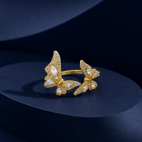Butterfly Crystal Open Ring GWR -25