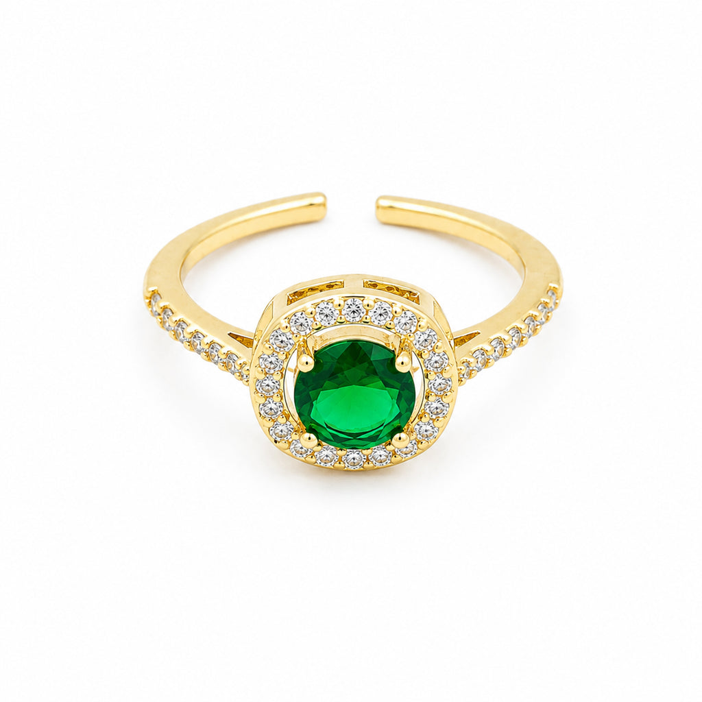 Emerald Halo Gold Ring GWR -47