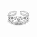 Heart Crystal Silver Ring GWR -44