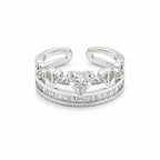 Heart Crystal Silver Ring GWR -44