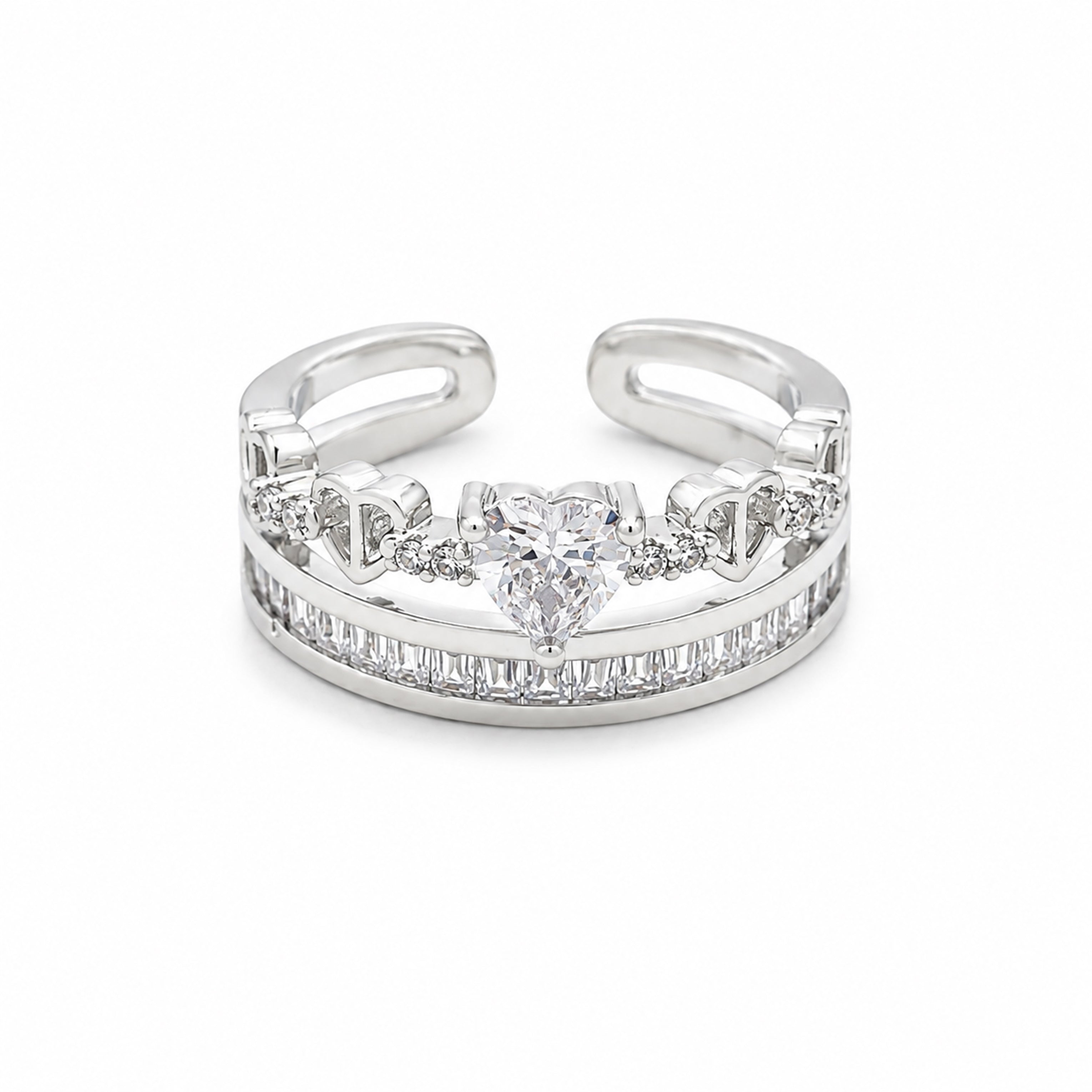 Heart Crystal Silver Ring GWR -44