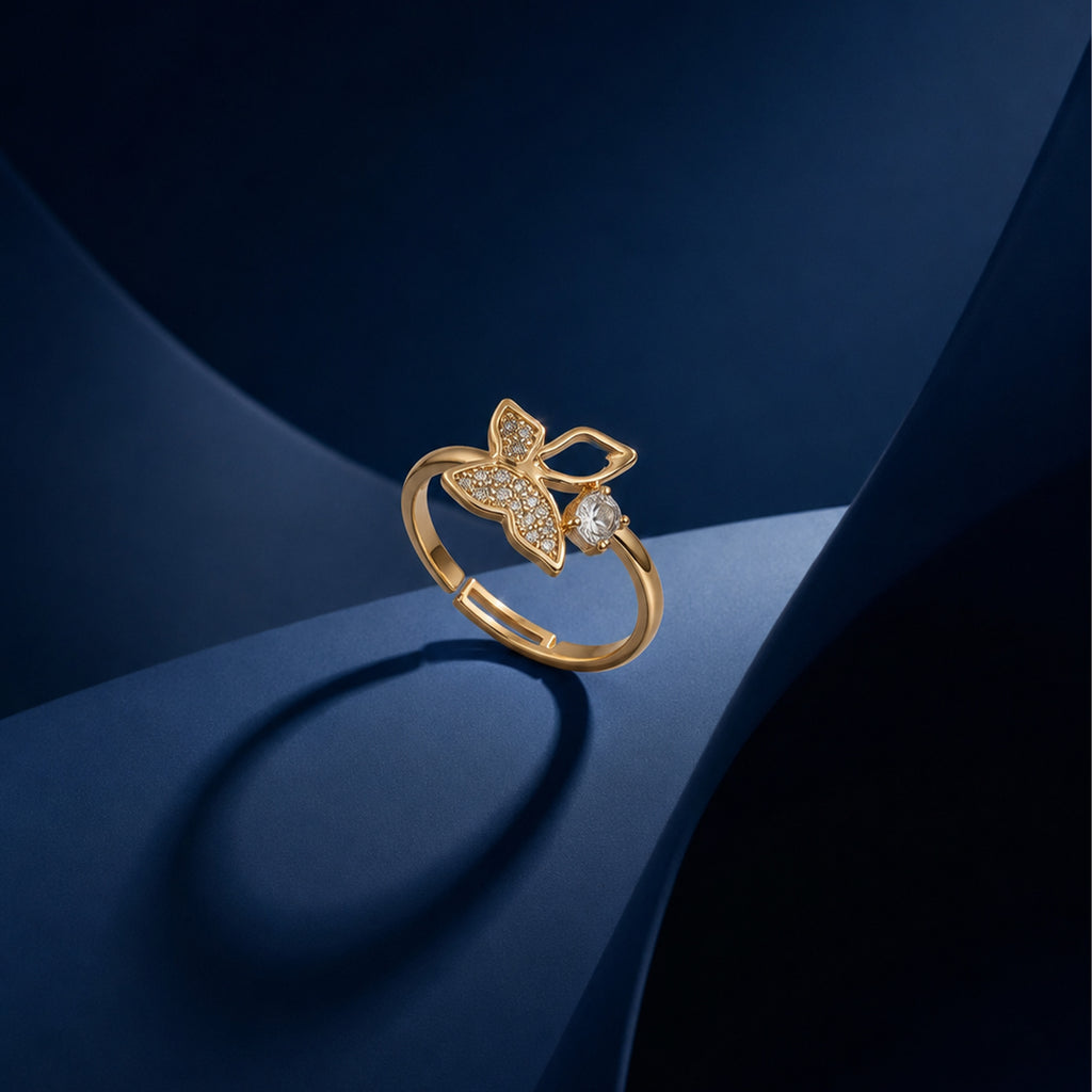 Floral Butterfly Gold Ring GWR -17