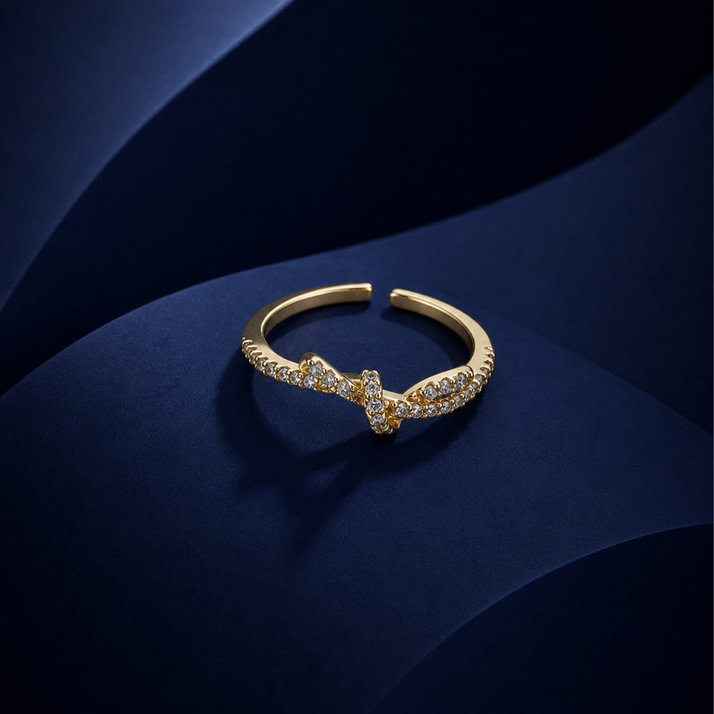 Golden Crystal V-Cuff Ring GWR -63