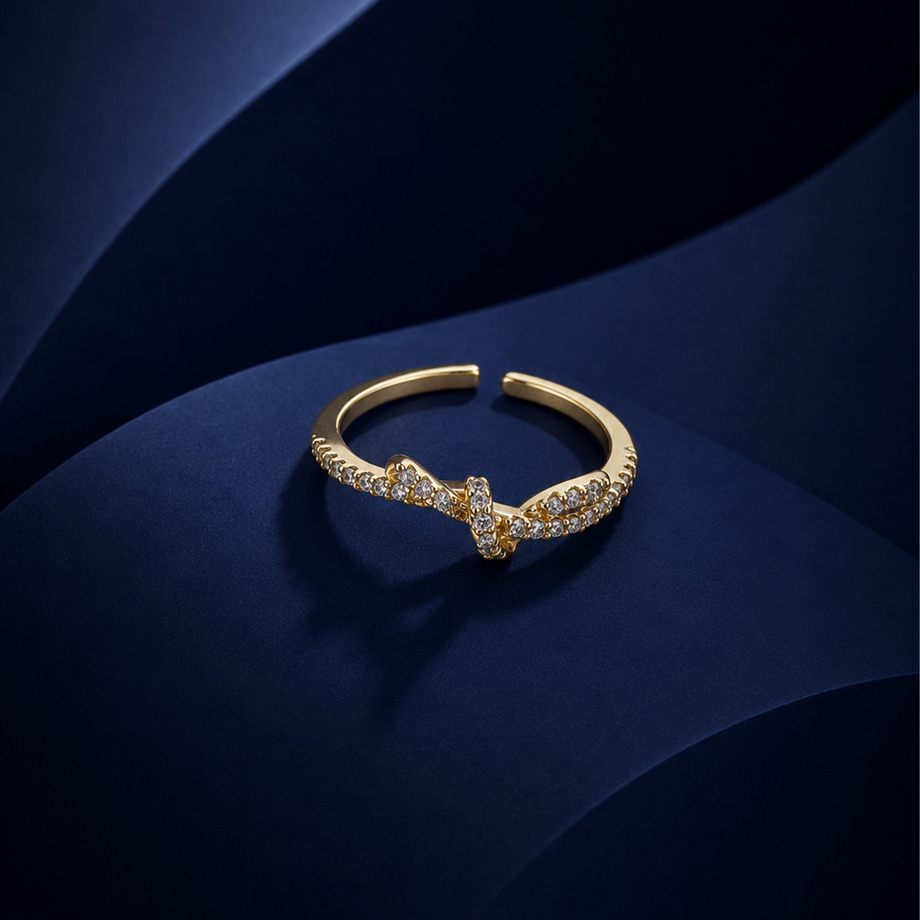 Golden Crystal V-Cuff Ring GWR -63