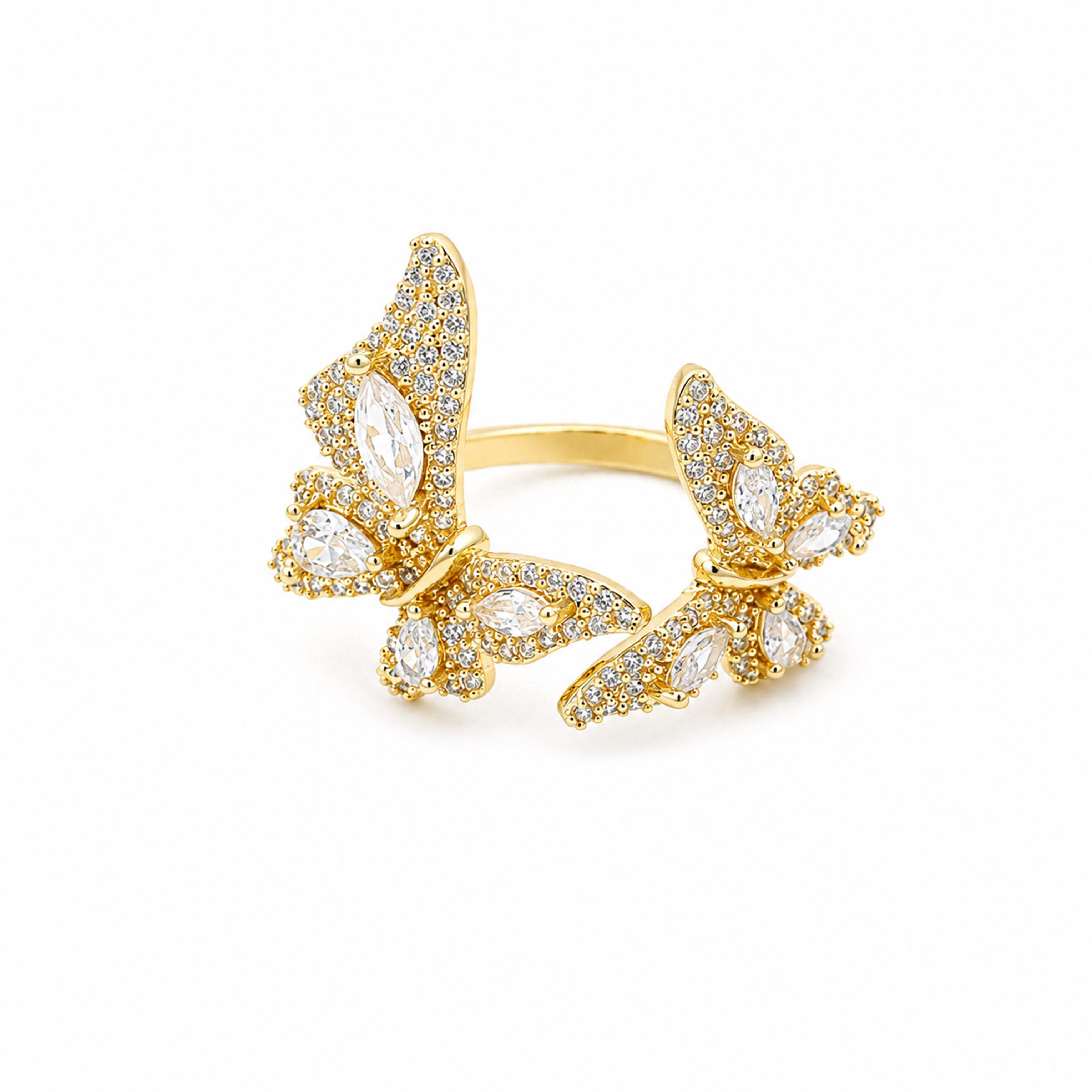 Butterfly Crystal Open Ring GWR -25