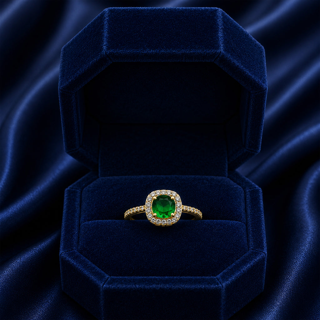 Emerald Halo Gold Ring GWR -47