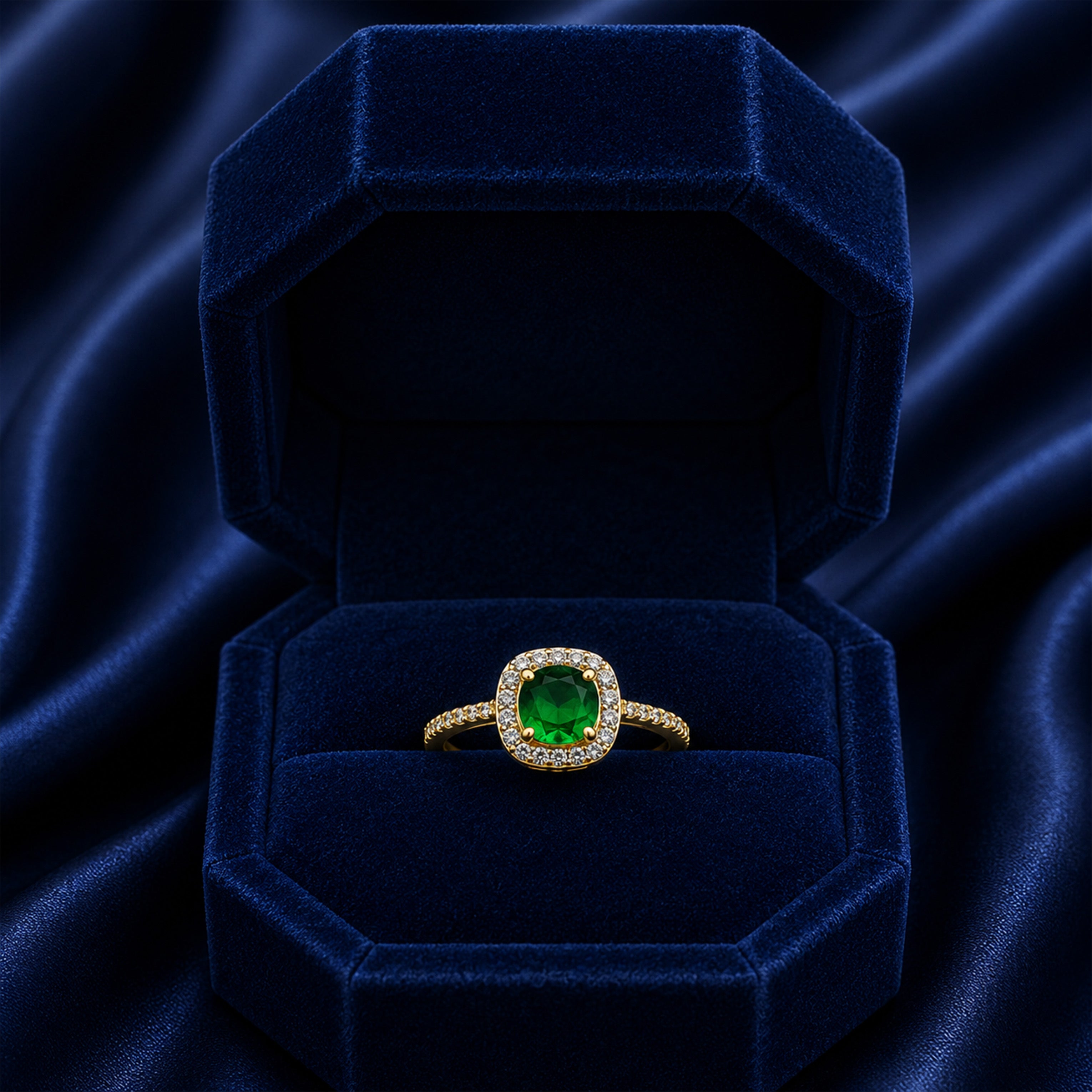 Emerald Halo Gold Ring GWR -47