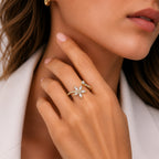Floral Crystal Gold Ring GWR -64
