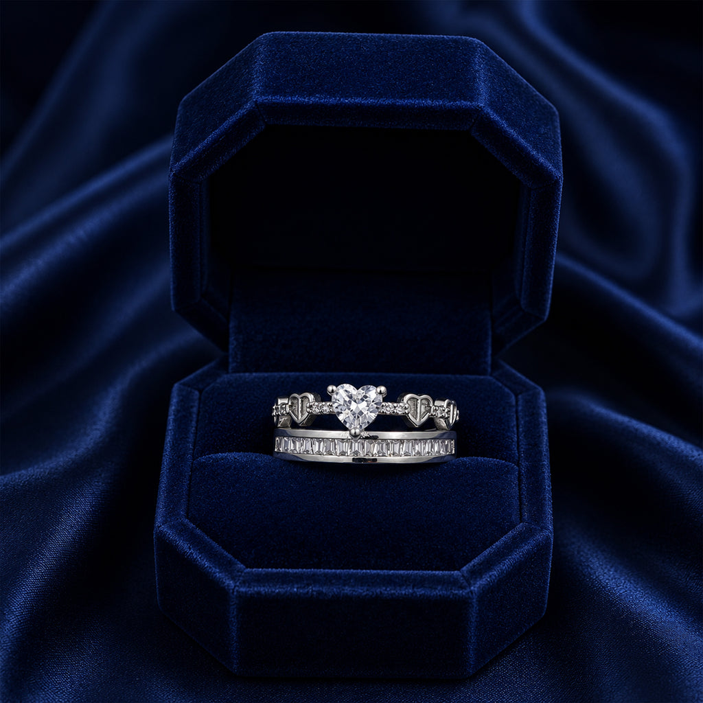 Heart Crystal Silver Ring GWR -44