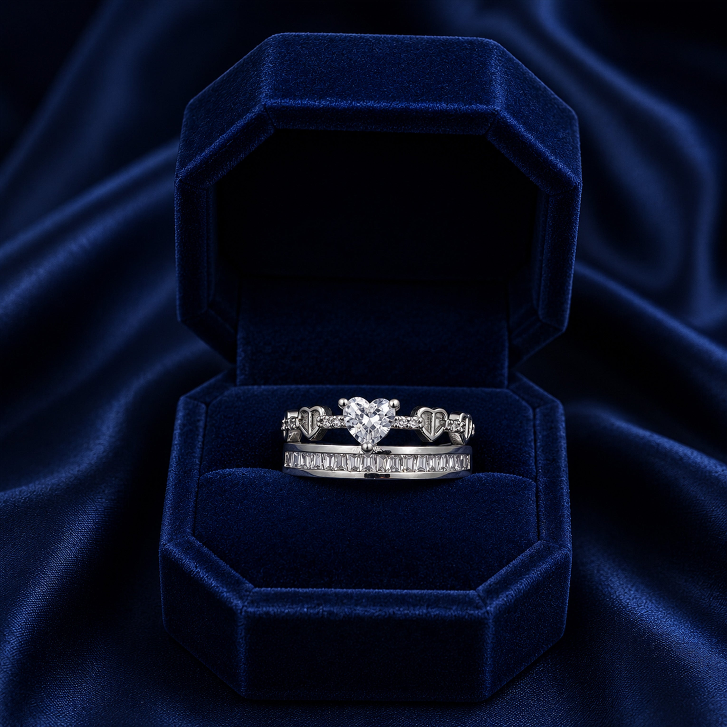 Heart Crystal Silver Ring GWR -44