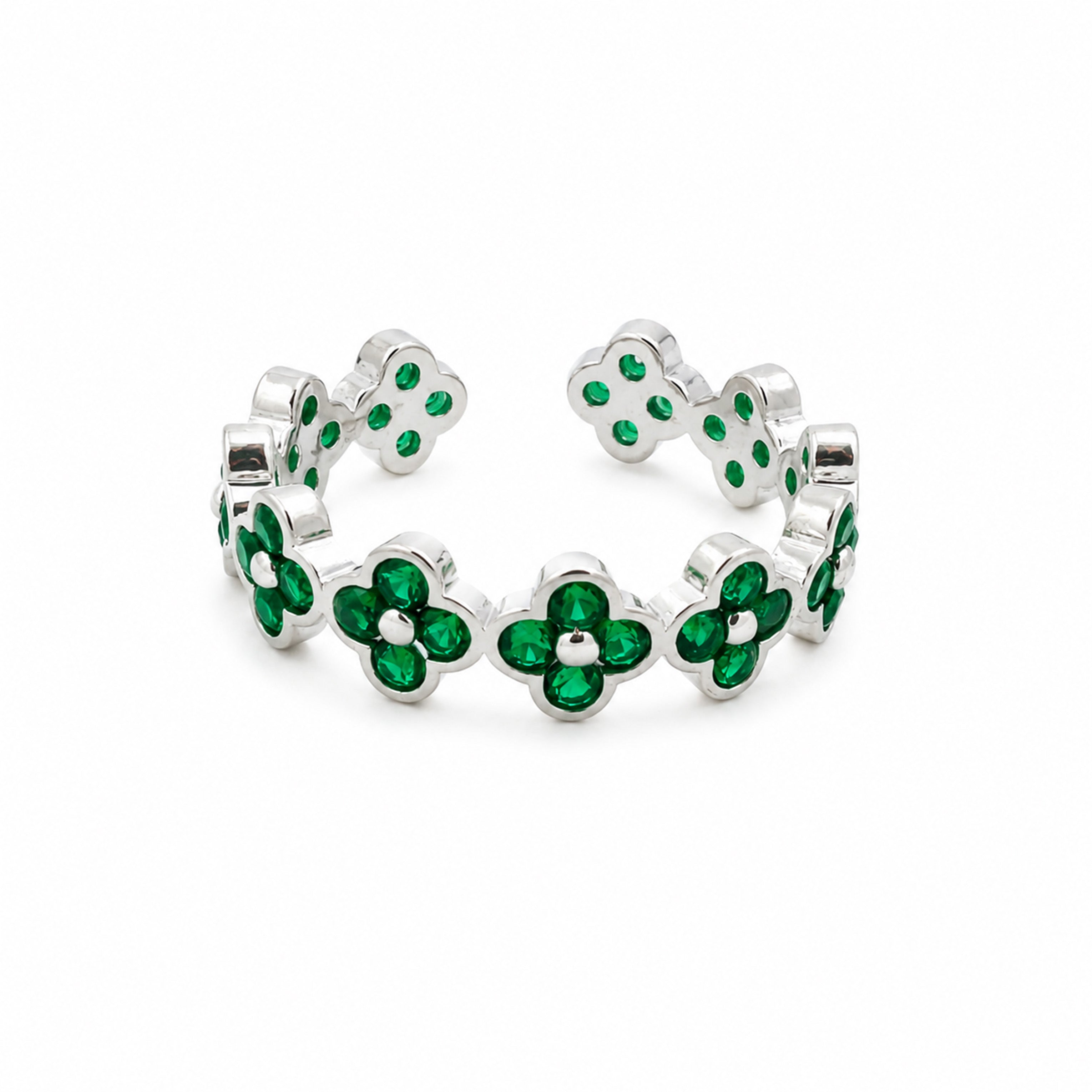 Emerald Floral Crystal Ring GWR -70