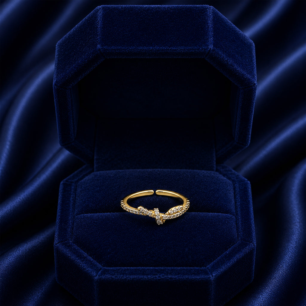 Golden Crystal V-Cuff Ring GWR -63