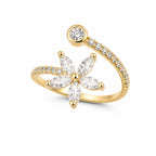 Floral Crystal Gold Ring GWR -64
