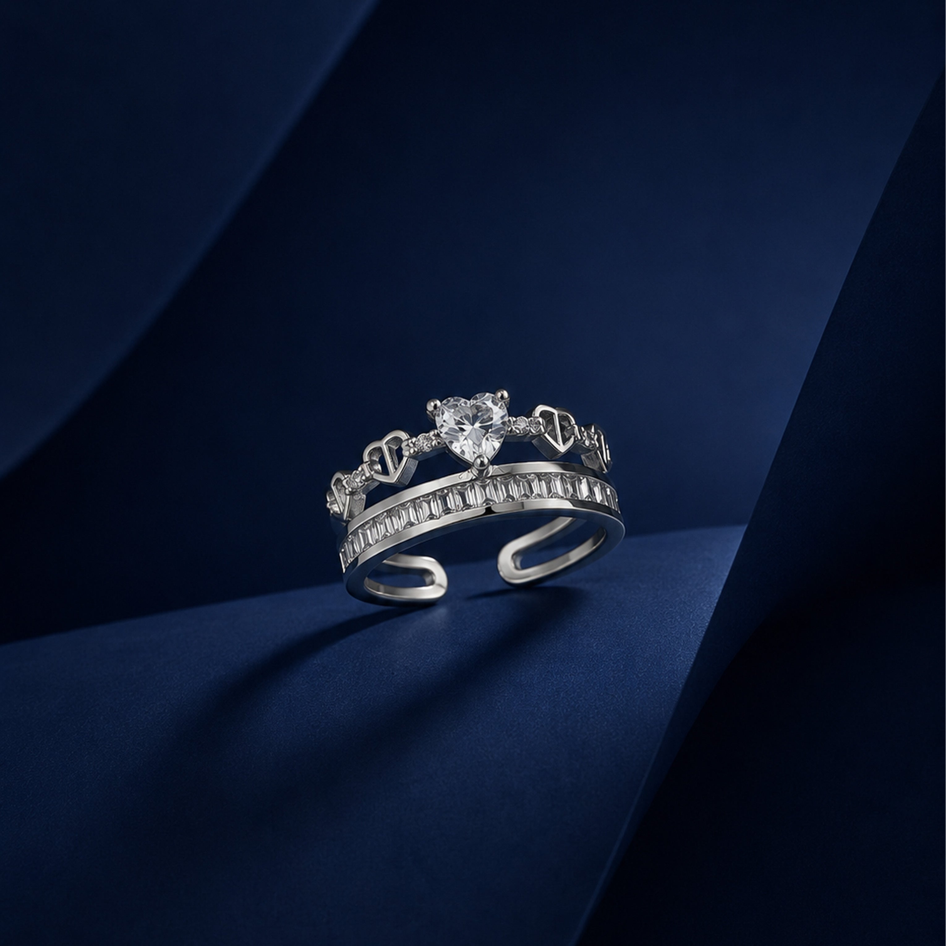 Heart Crystal Silver Ring GWR -44