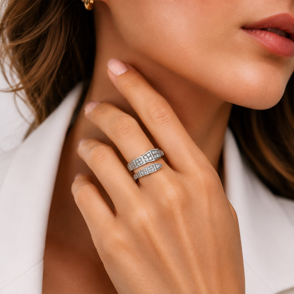 Silver Crystal Link Ring GWR -68