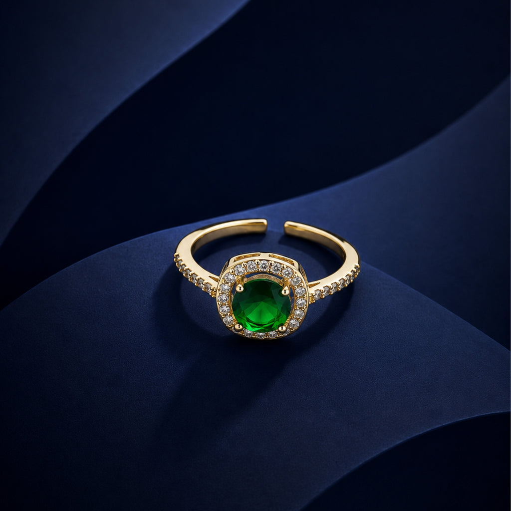 Emerald Halo Gold Ring GWR -47