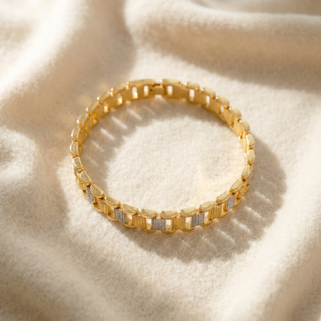 Men’s Two-Tone Textured Link Bracelet GMB -7