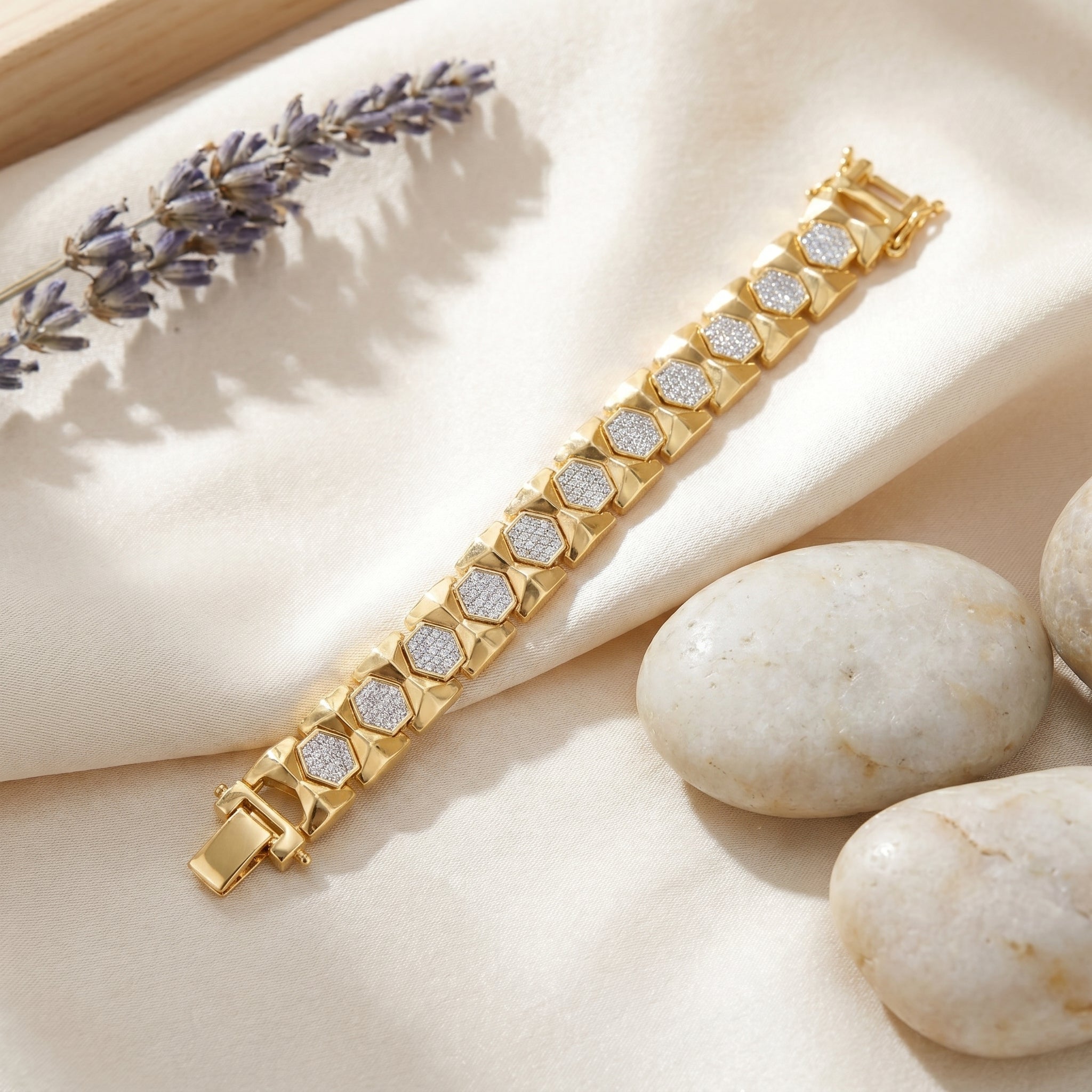 Men’s Gold-Tone Hexagon Link Bracelet GMB -5