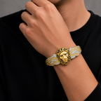Men’s Lion Face Gold & Silver Designer Kada GMK -7