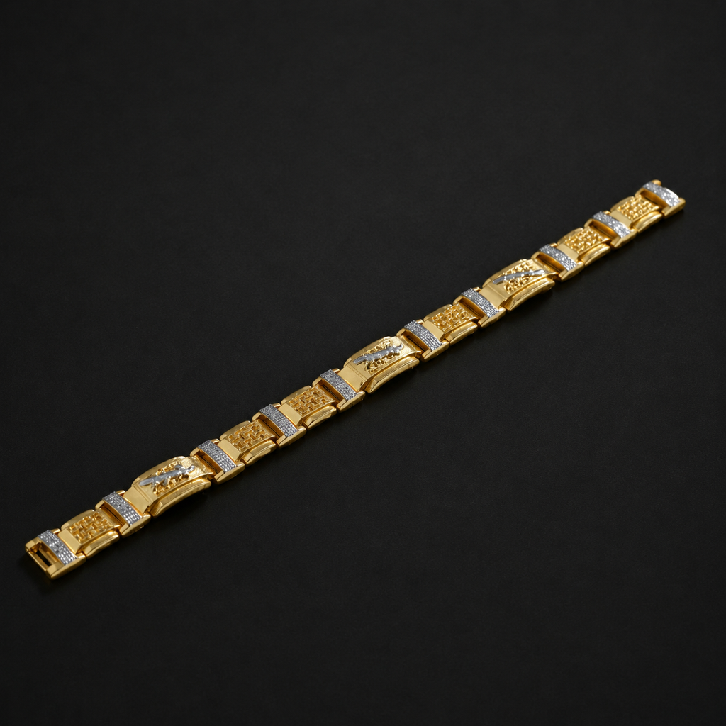 Men’s Two-Tone Textured Link Bracelet GMB -3