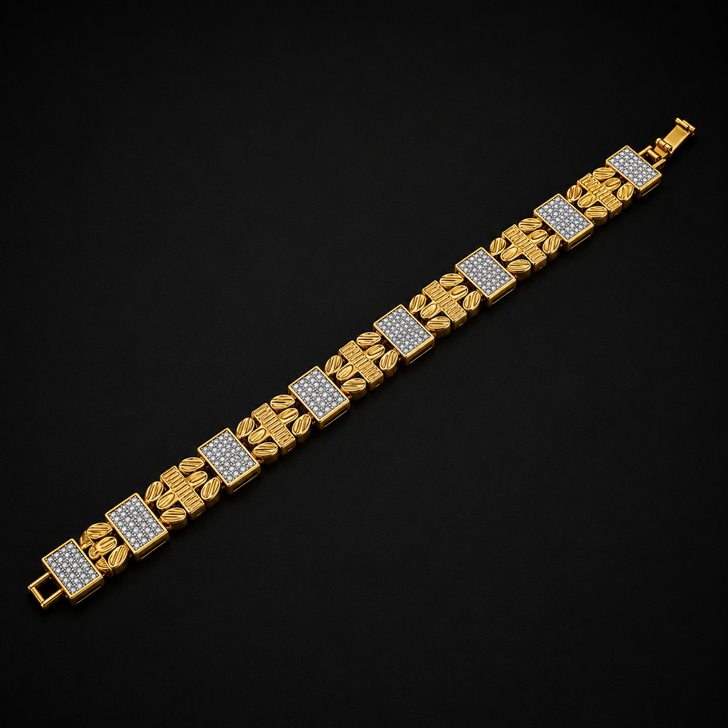 Men’s Gold-Tone Crystal Link Bracelet GMB -10