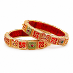 Royal Red Green Meenakari Bangles GB -10