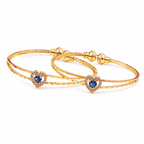 Blue Heart Stone Gold Kada Bangles GFB -7