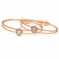 Crystal Heart Gold Tone Bangles GFB -8