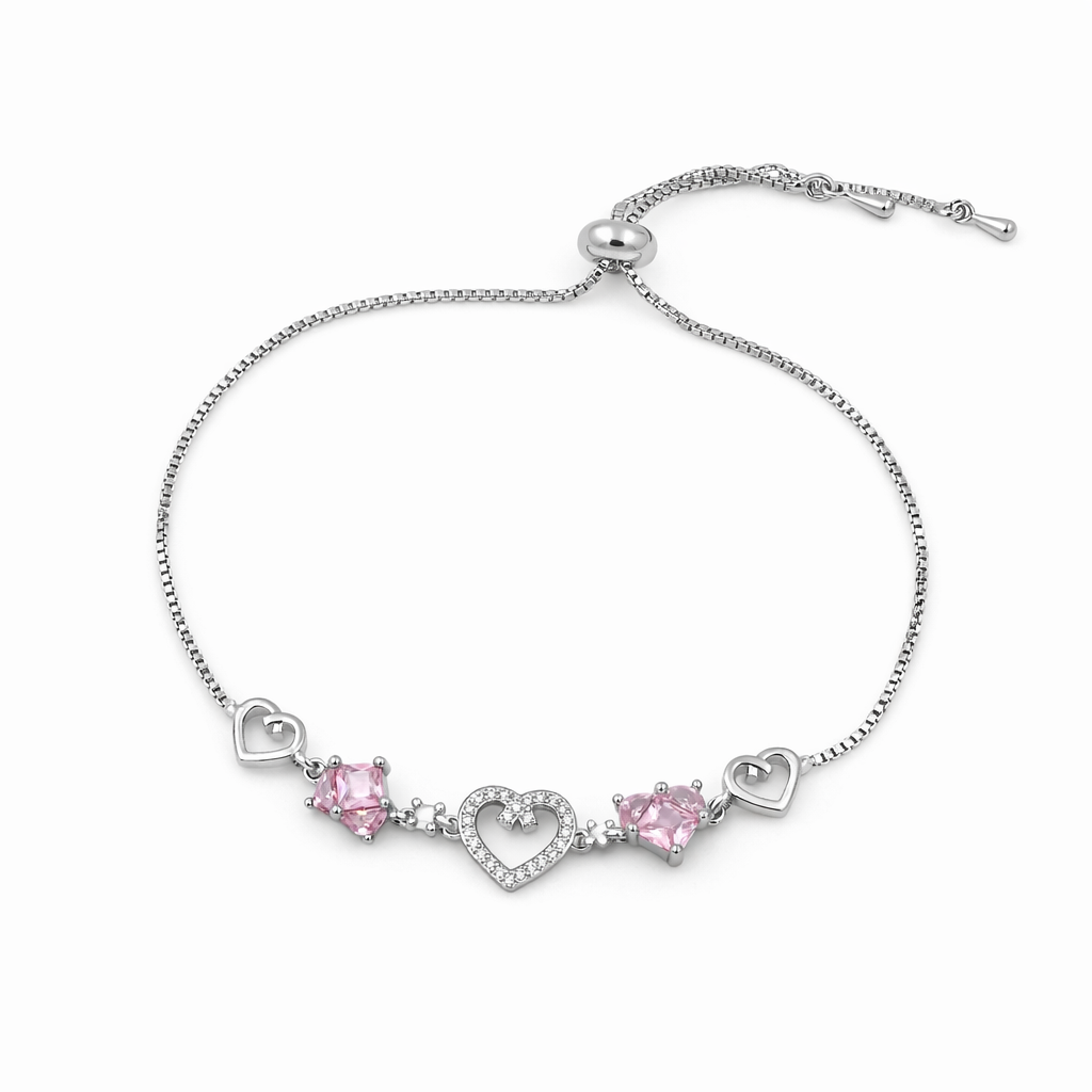 Pink Heart Charm Bracelet GWB -156