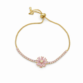 Gold Pink Floral Bracelet GWB -154