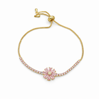 Gold Pink Floral Bracelet GWB -154