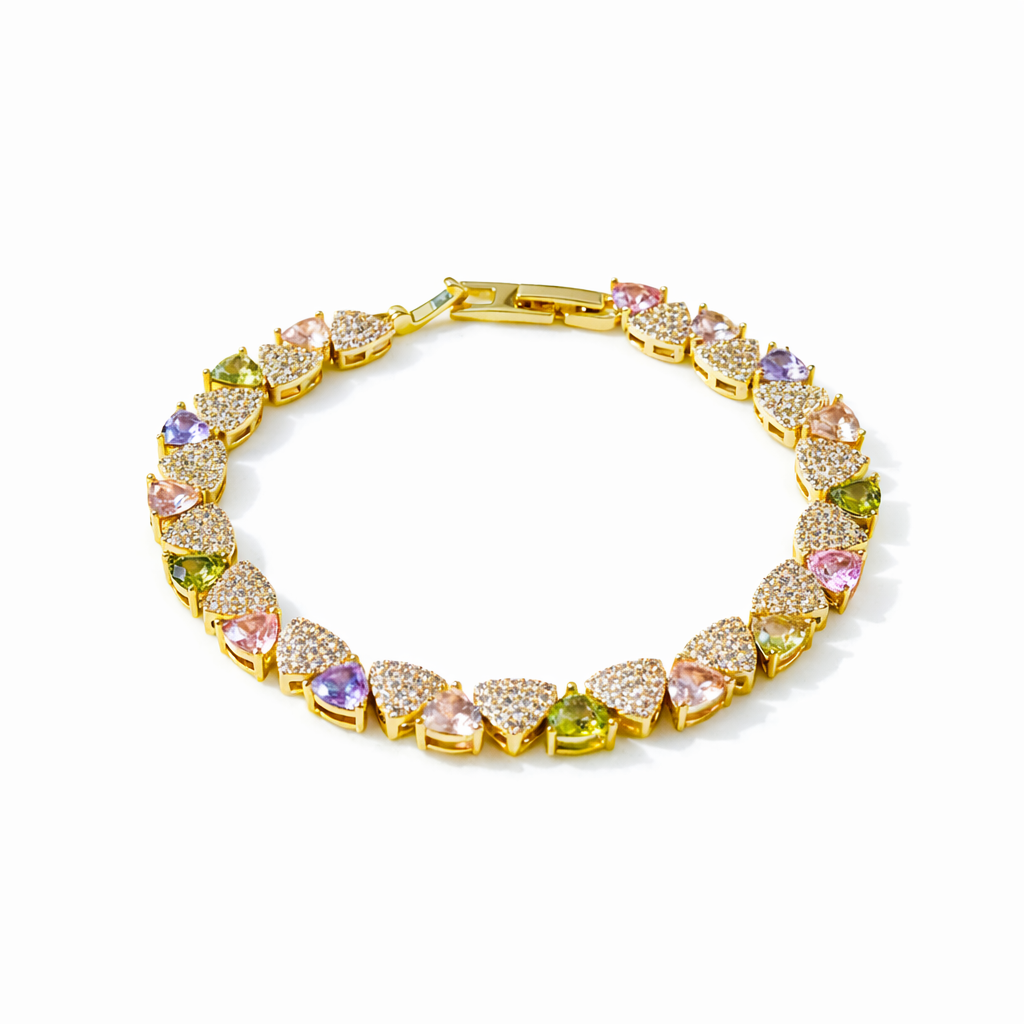 Gold Multi-Color Heart Bracelet GWB -150