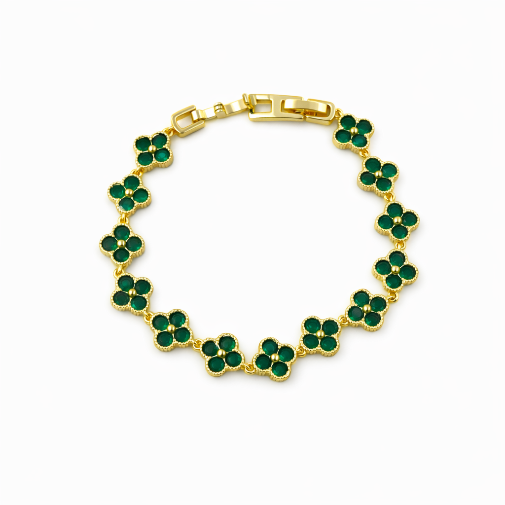 Emerald Clover Gold Bracelet GWB -130