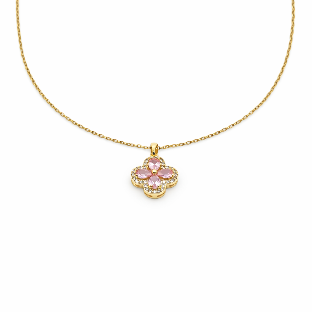 Pink Blossom Stone Pendant Necklace GWN -109