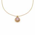 Pink Halo Round Pendant Necklace GWN -84