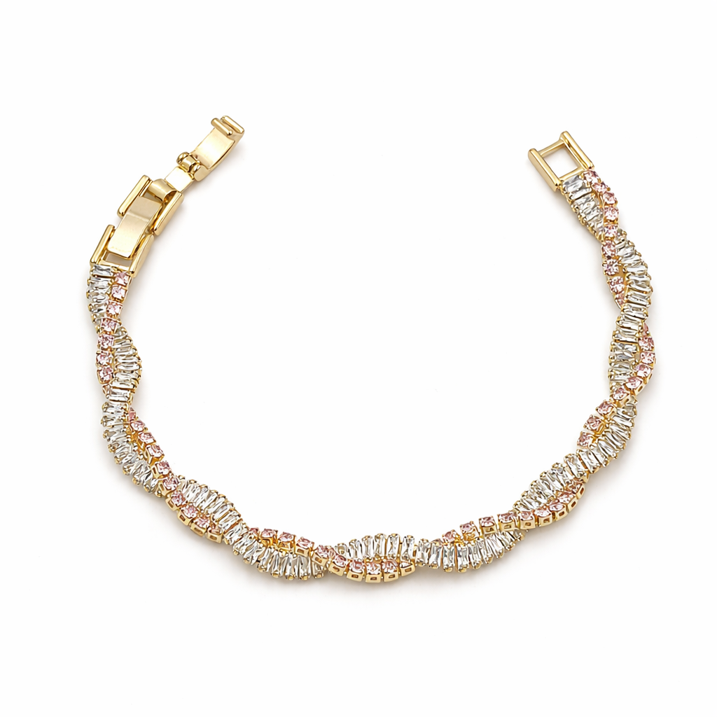 Pink Baguette Stone Twisted Bracelet GWB -90