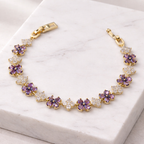 Gold Purple Floral Stone Bracelet GWB -161