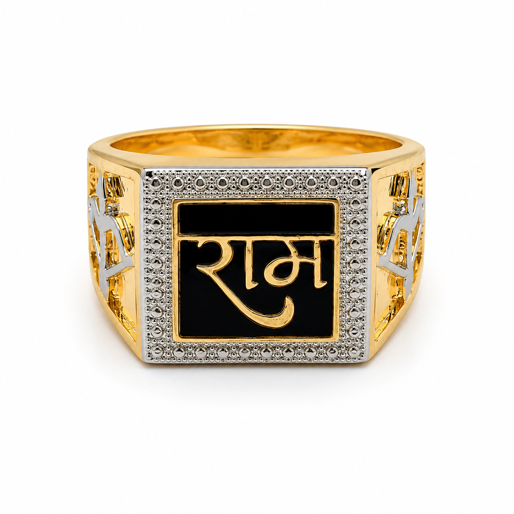 Men’s Gold & Silver Ganesh Om Statement Ring GMR -33