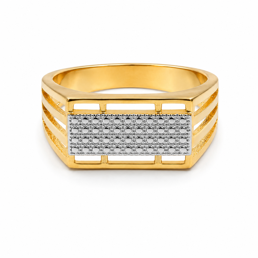 Men’s Gold & Silver Textured Statement Ring GMR -32