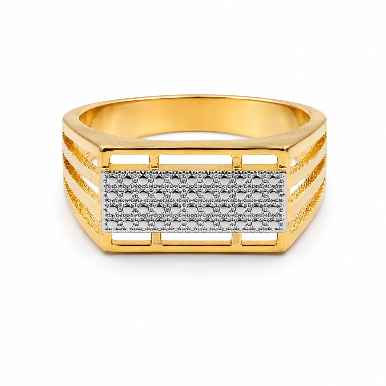 Men’s Gold & Silver Textured Statement Ring GMR -32