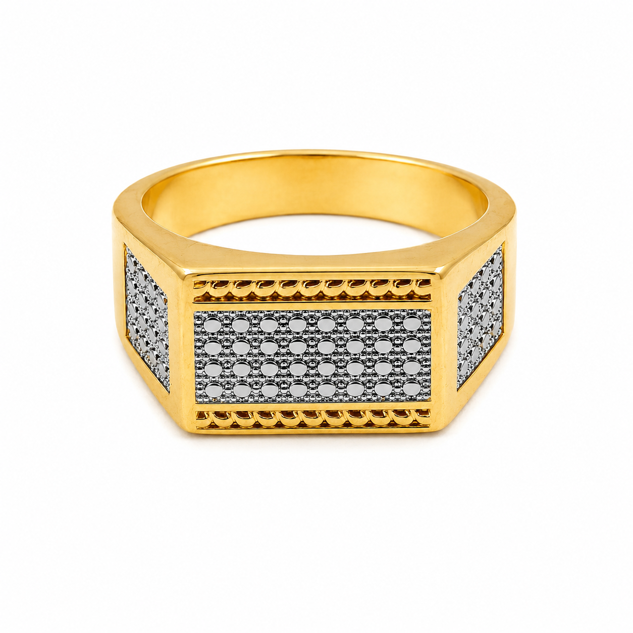 Men’s Gold & Silver Textured Statement Ring GMR -34