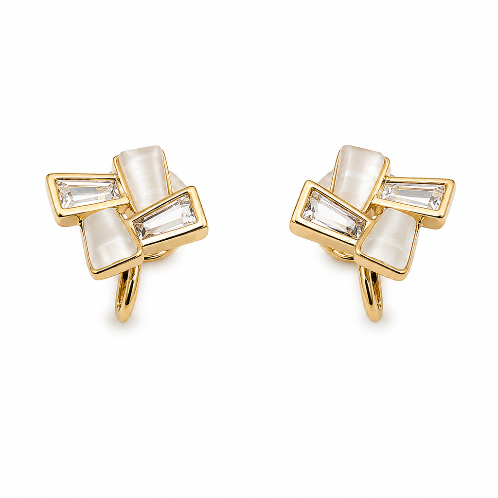 Geometric Pearl Stud Earrings GWE -113