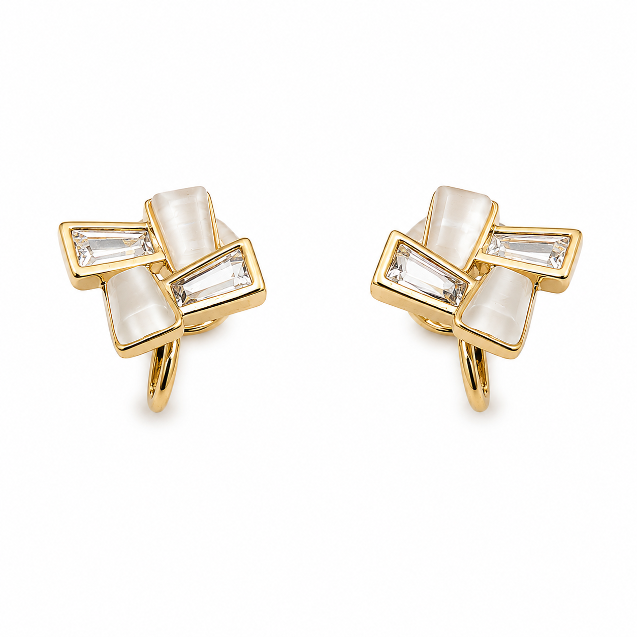 Geometric Pearl Stud Earrings GWE -113