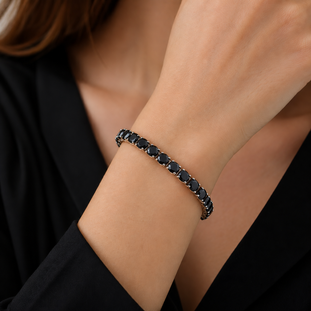 Black Crystal Tennis Bracelet GWB -69