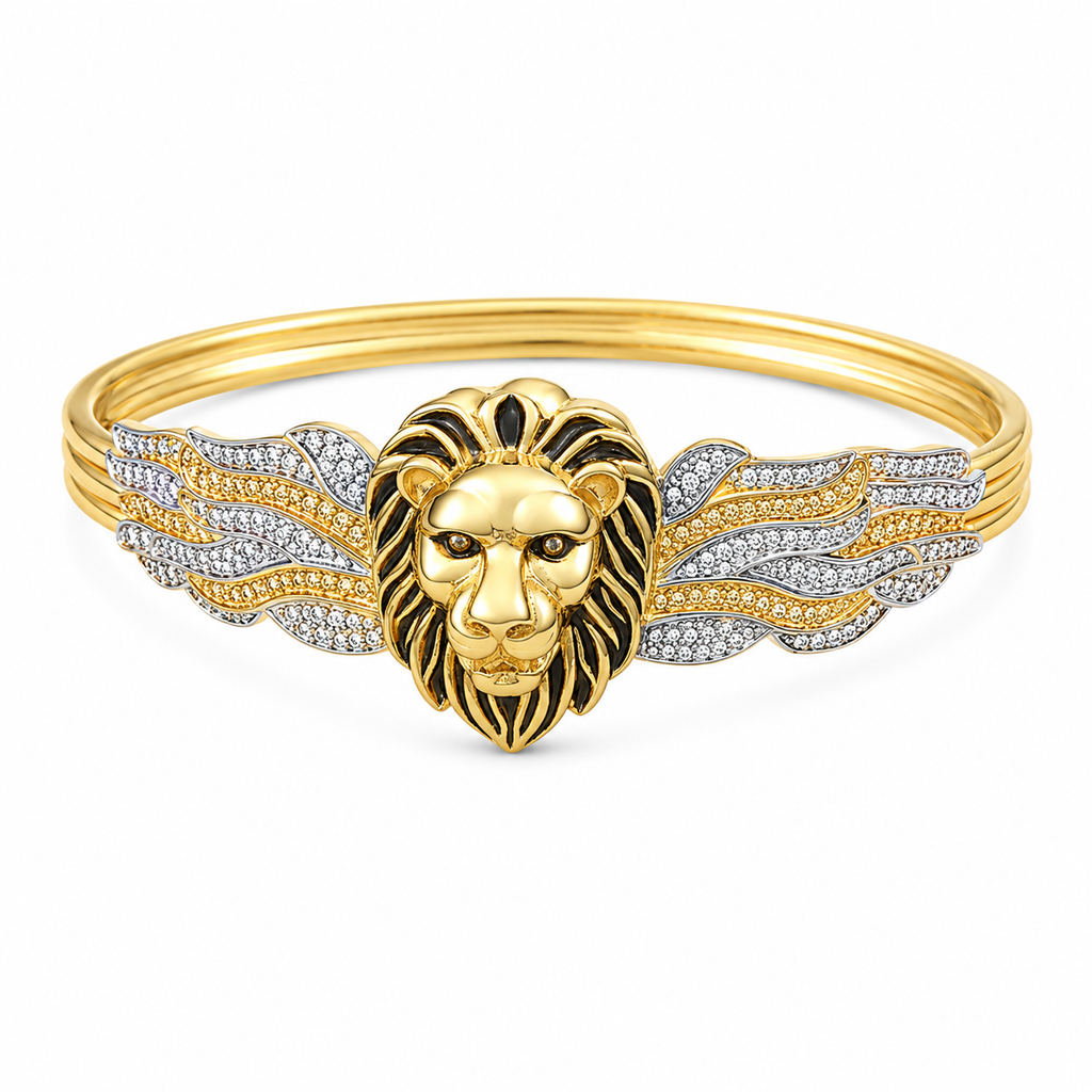 Men’s Lion Face Gold & Silver Designer Kada GMK -7